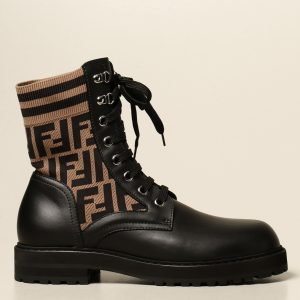 بوت اورجینال مردانه برند Fendi مدل Ankle Boot In Leather And Mesh With Ff Logo کد 7U1398 A8C7